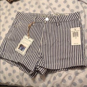 Striped jean shorts